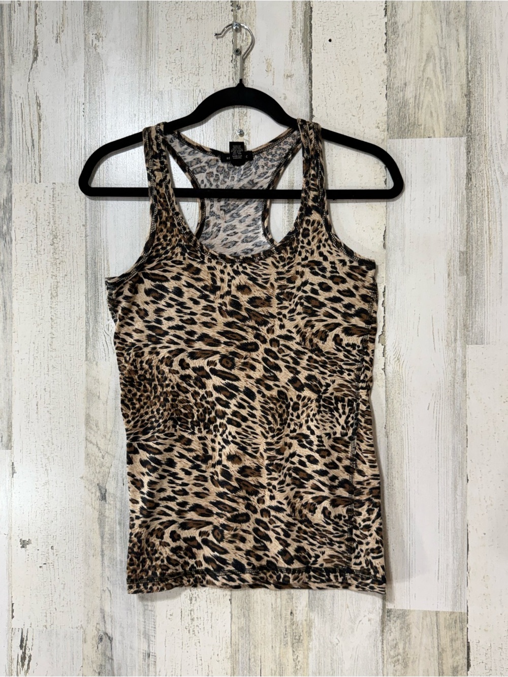 Active Basic Leopard Print Racerback Tank Top - Tan & Black
